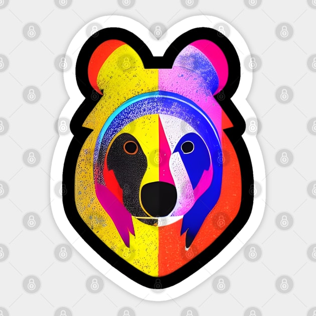 Pop Art Bear Face Sticker by Chance Two Designs